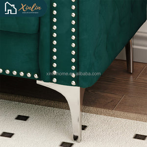 Modern 83-Inch Triple Mid-Century Upholstered Velvet Sofa Free Shipping for Living Room Dining Bedroom Fabric Metal Material