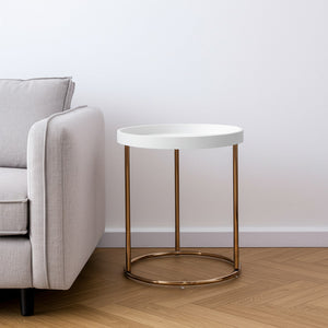 HMS 22\" Round End Table in Copper and White for Living Room Sofas