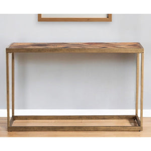 HMS 48\" Natural and Brass Reclaimed Wood Frame Console Table Stylish Home Decor