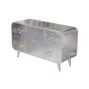 HMS 44\" Luxury Silver Aluminum Enclosed Storage TV Stand Modern Wood Living Room Furniture Table