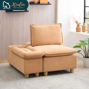 104\" Pumpkin Flannel 3-Seater Modular Sofa Fashion-Minimalist with Storage for Living Room or Outdoor Free Shipping US