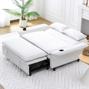 Adjustable Armrests and Backrests 65.74-Inch Striped Fabric Multi-Functional Sofa Bed for Bedrooms and Living Rooms