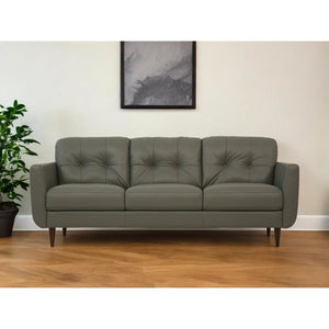 HMS 83 2-Seater Green Genuine Leather Chesterfield Sofa with Black Legs Elegant Home Living Room Furniture Set