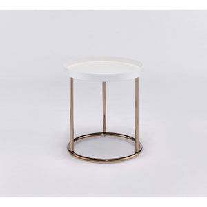 HMS 22\" Round End Table in Copper and White for Living Room Sofas