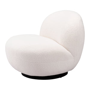 HMS 30\" Cream and Black Faux Shearling Upholstered Slipper Chair Elegant Living Room Furniture