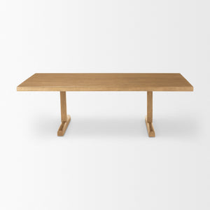 HMS 55 Traditional Double Pedestal Coffee Table Durable Solid Oak Wood with Metal for Indoor Living Room Use