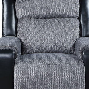 39" Manual Recliner in Black and Gray Fabric and Faux Leather Combination