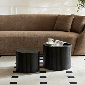 Welfel FCJ Convertible Round Scandinavian Design Coffee Table Living Room Furniture with Metal Frame Set