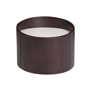 HMS 17\" Dark Brown Solid Wood Round End Table Farmhouse Style Tea Table for Living Room Home Furniture with Metal Accents