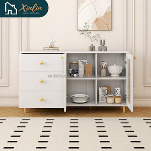 Frees Shipping Modern Minimalist Solid MDF Wood Side Cabinets Stylish Storage Lockers for Kitchen Dining Living Room Spaces