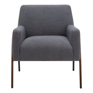 HMS 28\" Gray and Bronze Contemporary Design Faux Shearling and Sherpa Upholstered Arm Chair for Home Office or Bedroom
