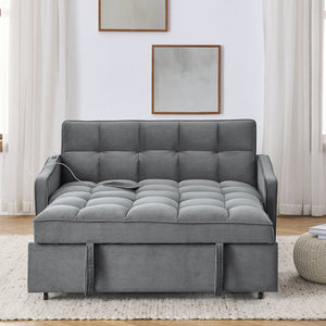 Loveseats Sofa Bed with Pull-out Bed,Back and Two Arm Pocket,Type C and USB Charging