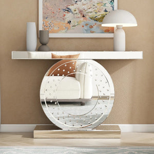 Contemporary Mirrored Glass Console Table Elegant Home Furniture for Entryway