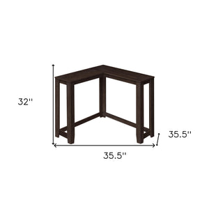 Hms 36\" Espresso Solid Wood Distressed Corner Console Table