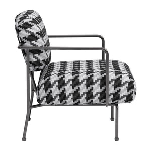 HMS 29 Black and White Upholstered Houndstooth Arm Chair for Living Room