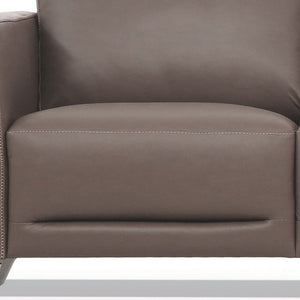 HMS 83 Taupe Genuine Leather 2-3 Seater Sofa Set Black Legs for Home Living Room Furniture Featuring Sponge Filling Material