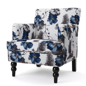 FCJ HARRISON Traditional Tufted Club Chair Genuine Leather Oak Reclining French & Antique Design for Home Office & Living Room