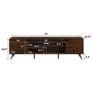 FCJ Contemporary Luxury TV Stand 2-Door Minimalist Cabinet for TVs up 80 Inches Dark Walnut Panel for Modern Living Room House