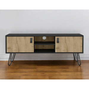 HMS 48\" Beige and Black TV Stand with Open and Enclosed Storage Cabinets