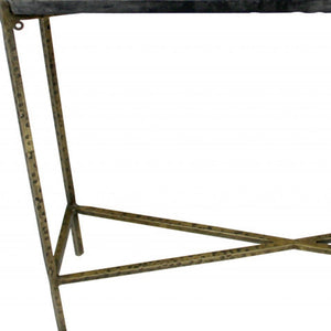 HMS 32\" Luxury Console Table Black Gold Stone Frame Convertible for Entry Living Room Bedroom Hotel Use Classic Rustic Marble