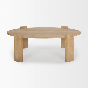 HMS 48\" Natural Solid Wood Oval Coffee Table Handmade Minimalist Design for Home Dining Office Hotel Durable Metal Tea Table