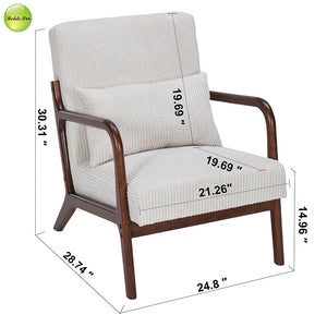 In Stock Modern Nordic Upholstered Accent Living Room Chair Solid Wood Lounge Chair For Coffee House Reading Room Armchair 5373