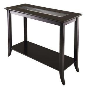 Genoa Rectangular Console Table with Glass Top and Shelf Elegant Home Furniture
