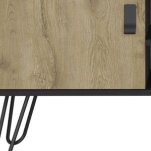 HMS 48\" Beige and Black TV Stand with Open and Enclosed Storage Cabinets