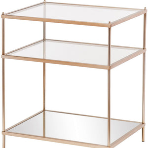 HMS 27\" Contemporary End Table Gold Clear Glass Iron Wood for Living Room Hotel Decoration Featuring Brass Marble Mirrored