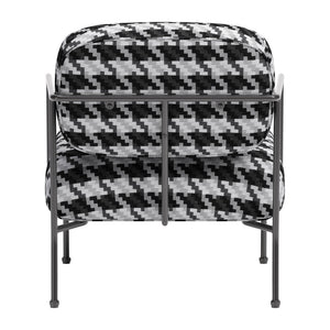HMS 29 Black and White Upholstered Houndstooth Arm Chair for Living Room