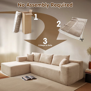 TikTok Popular 107 Inch Fluffy Cloud Sofa Sectional L Shape with Chaise Oversized Modular Corner Couch