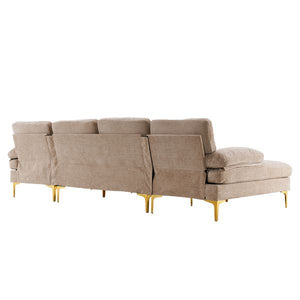 U-Shaped 4-Seat Camel Indoor Modular Sofa Elegant Living Room Furniture
