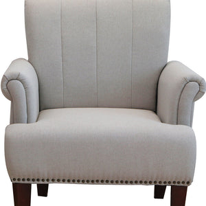 HMS 30\" Light Gray and Brown Upholstered Arm Chair for Living Room