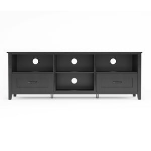HMS 70 Black MDF Wood TV Stand Contemporary Design Enclosed and Open Storage TV Console for Living Room or Farmhouse Use