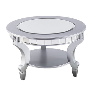 HMS 29-Silver Mirrored Round Coffee Table with Metal Elegant and Stylish Design