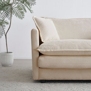 Modern Accent Chair with Ottoman Living Room Club Chair Chenille Upholstered Armchair Reading Chair for Bedroom