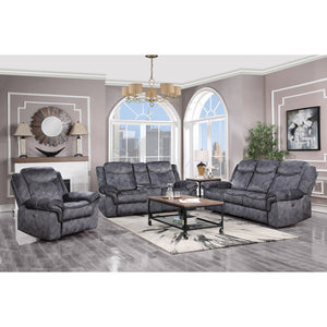 79" Dark Gray Microfiber Power Reclining Loveseat Storage Extendable Inflatable Synthetic Leather Set for Living Room Sofa