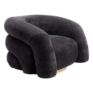 HMS 37 Black and Gold Faux Shearling Arm Chair with Upholstered Accent Elegant Living Room Furniture