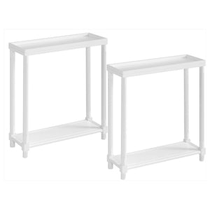 HMS Set of Two 24\" White Wood Rectangular Console Tables with Shelf Elegant End Tables for Home Decor