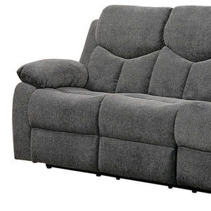 82" Gray Chenille Reclining Sectional Sofa Set Modern Extendable Design Black Legs Synthetic Leather for Living Room