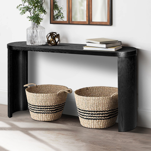 60 Thick Top FCJ Console Table with Curved Legs Supports Inward & Outward-Facing Sofa Installation for Entryway