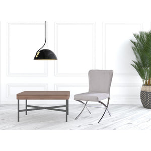 24\" Beige and Silver Velvet Parsons Chair by HMS Elegant Living Room Furniture