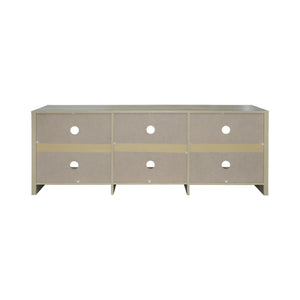 65-Inch Black Oak Wood TV Stand with 6 Storage Shelves