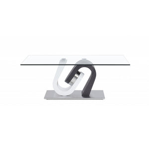 HMS 48\" Clear Gray and White Glass and Steel Mod Coffee Table