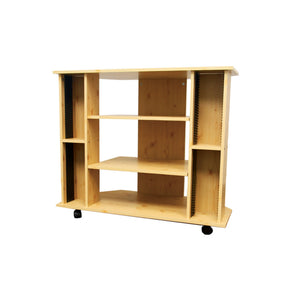 HMS 35 Luxury Modern Minimalist Open Shelving TV Stand Brown Wood Panel for Living Room or House Home Furniture