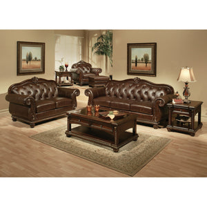 HMS 70 Espresso Faux Leather and Black Nailhead Love Seat Stylish Living Room Chair