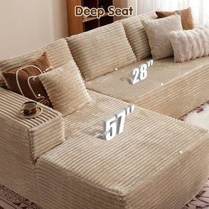TikTok Popular 107 Inch Fluffy Cloud Sofa Sectional L Shape with Chaise Oversized Modular Corner Couch