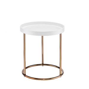 HMS 22\" Round End Table in Copper and White for Living Room Sofas