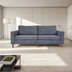 Grey Linen FCJ Convertible Sectional Sofa One Three Seat Extendable Home Furniture for Living Room Apartment Filled with Sponge
