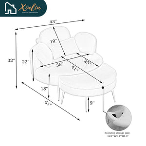 43-Inch Single Grey Velvet Chair Soft and Comfortable for Outdoor Bedroom Hotel Use Nordic Design Style Free Shipping